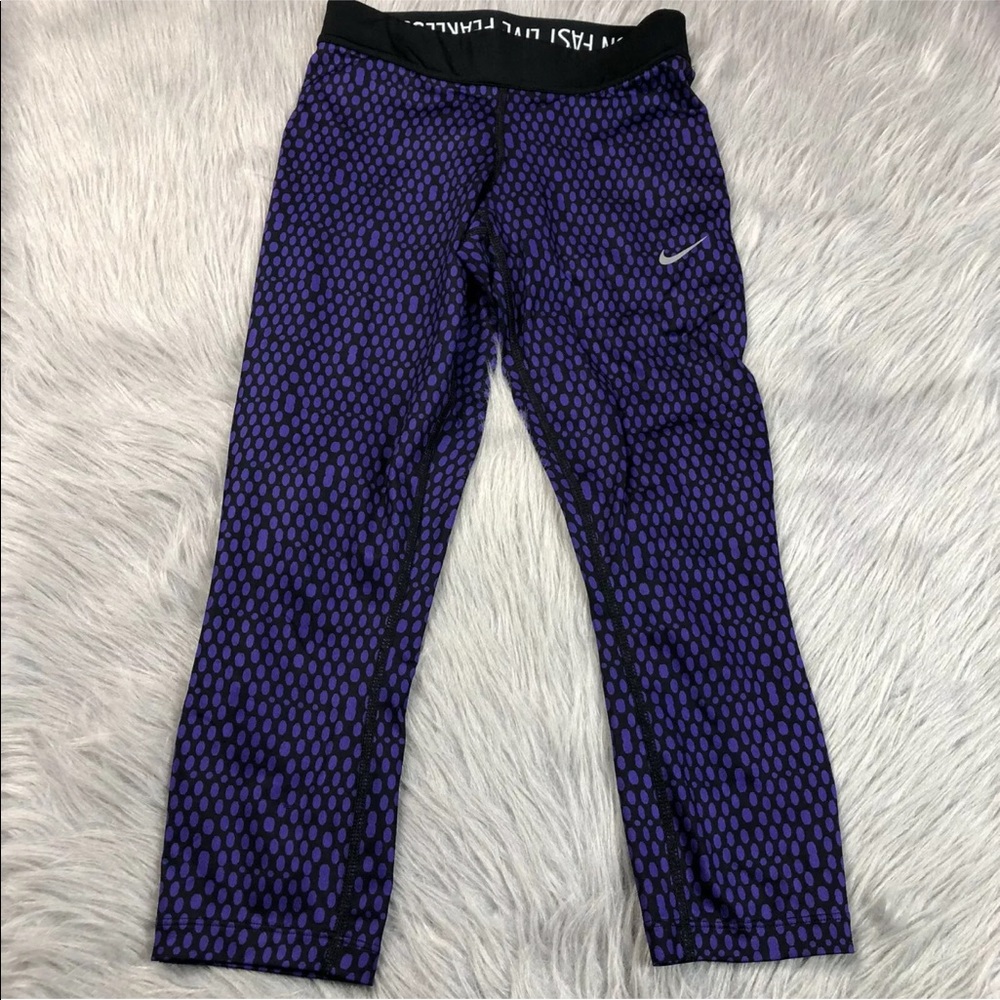 Nike Relay Crop Capri Leggings Purple Black XS